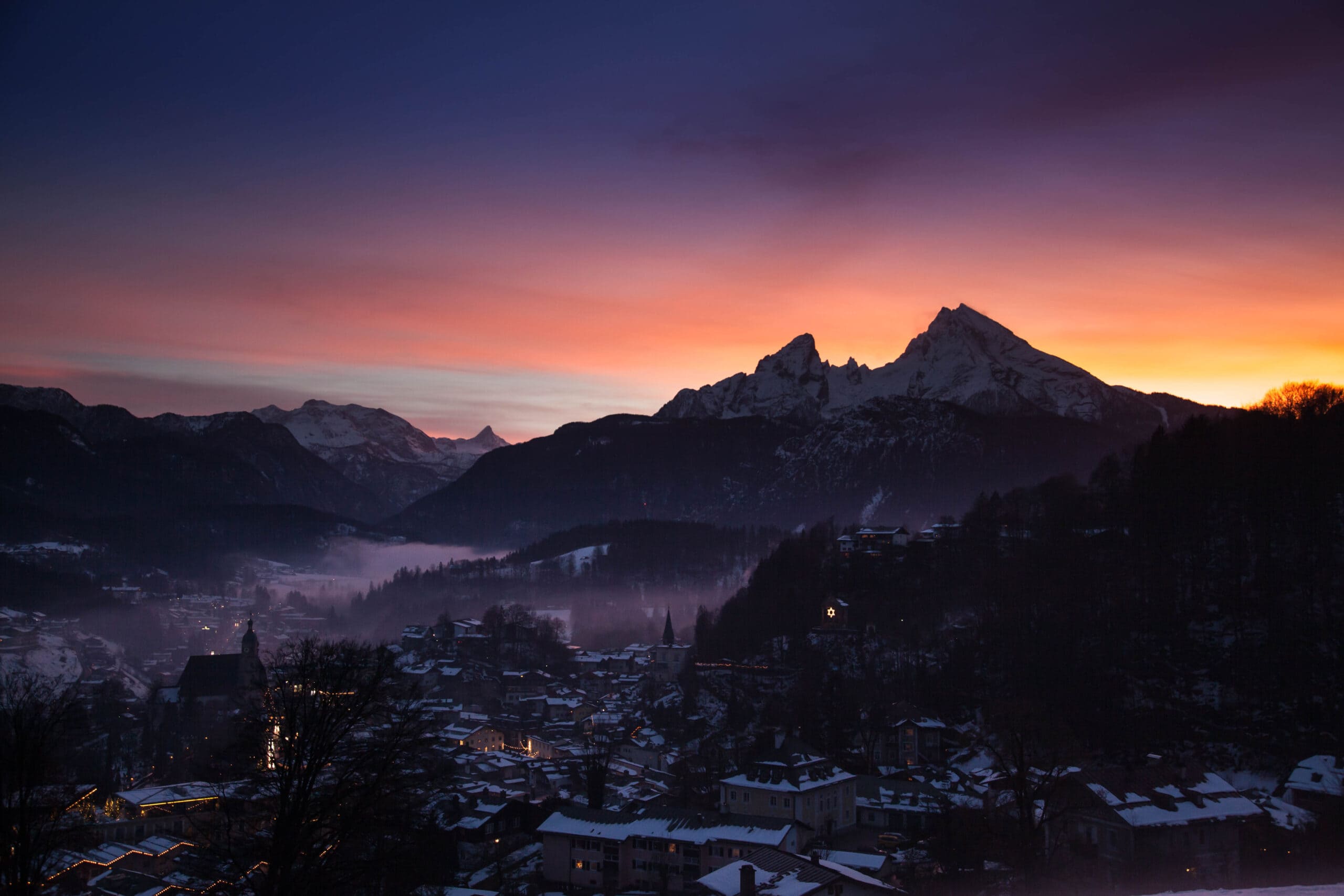 Alpen, Bayern, Berchtesgaden, Natur, Sonnenuntergang, Sunset, Urlaub, Winter